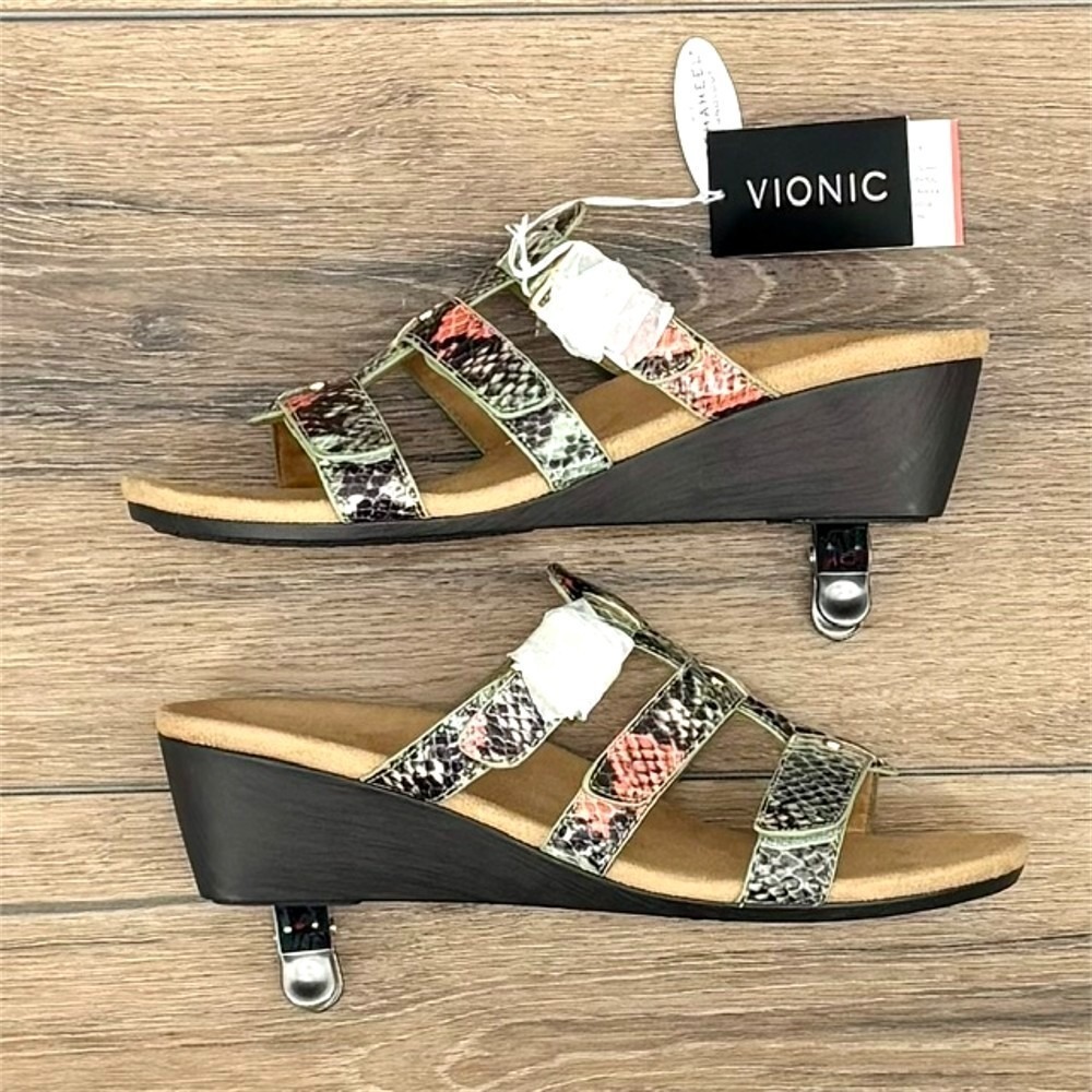 Vionic Park Radia Sandals Women's Size 8 Mint Snake Comfort‎ Wedge NWT - Picture 6 of 9